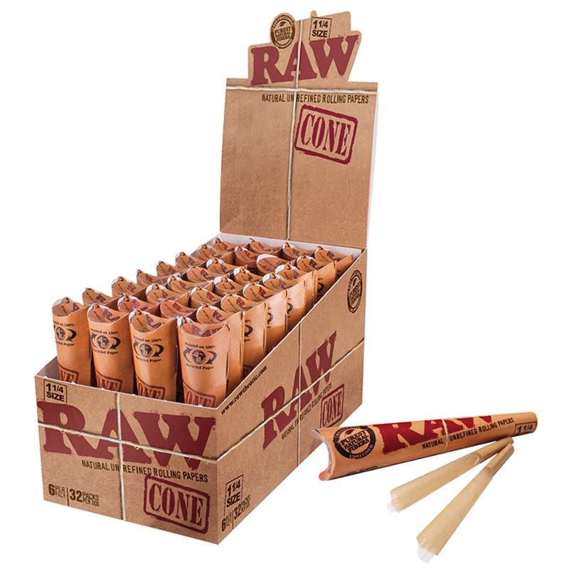 Raw Classic 1 1/4" Size Pre-Rolled Cone - 32 Packs/Display