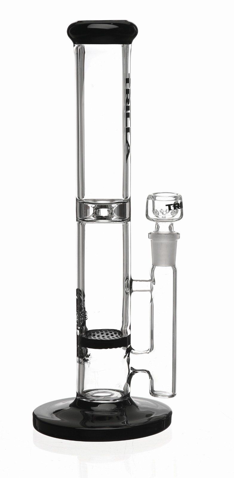 12" Trilla Glass Straight Honeycomb Water Pipe with Ice Cat